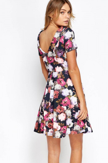 Collard Floral Skater Dress (Cart Option 1)
