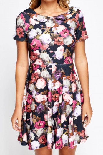 Collard Floral Skater Dress (Cart Option 1)