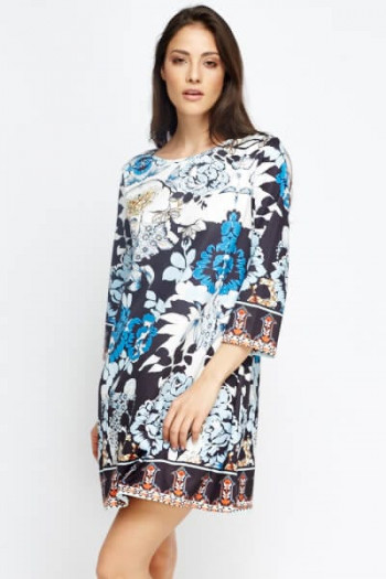 Contrast Floral A-Line Dress (download)
